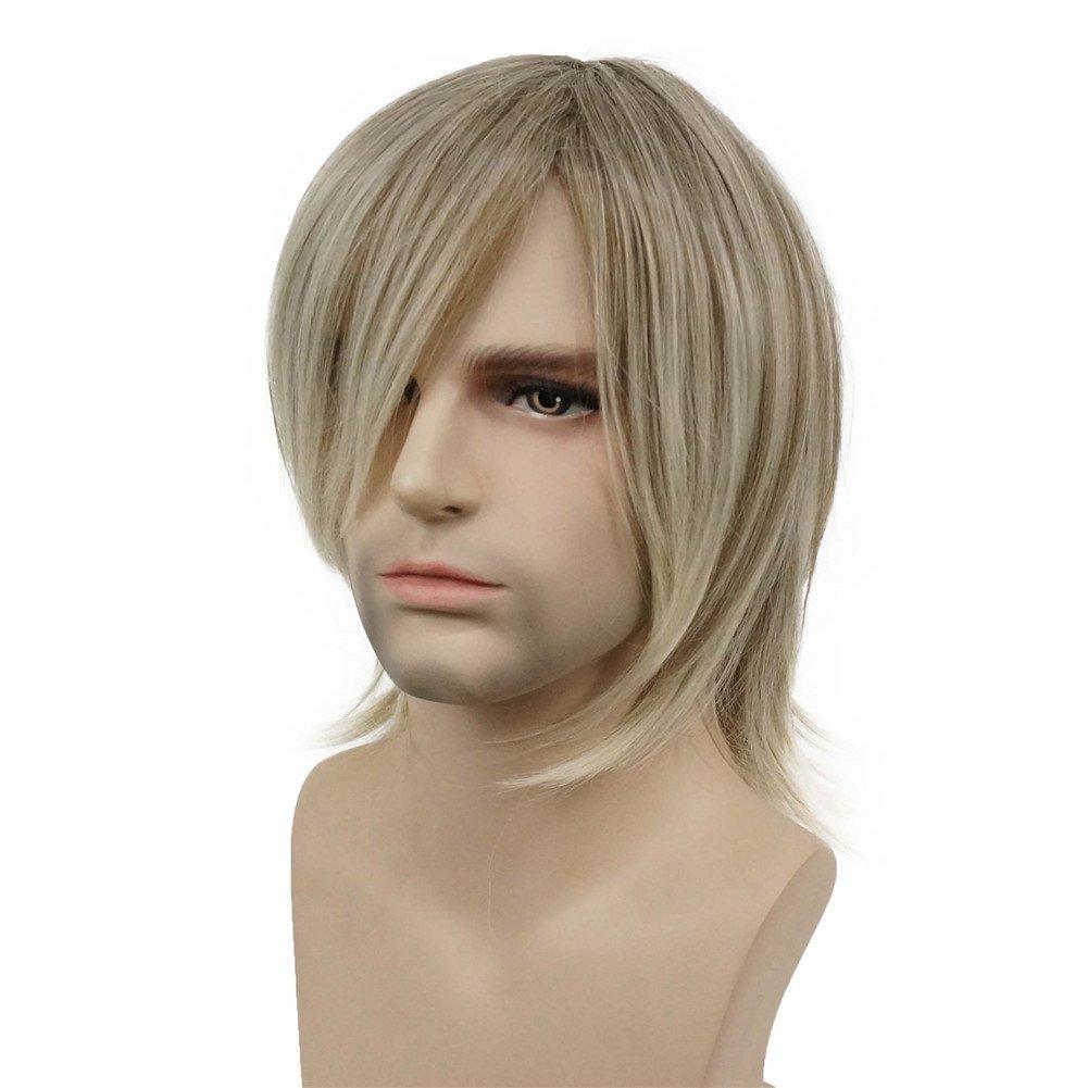 Aimole Blonde Straight Wig Synthetic Hair For Men Cosplay Halloween Medium Long Wigs (#12T613)