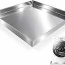 32" x 30" x 2.5" 304 Stainless Steel Washing Machine Drip Pan, Heavy Duty Washer Drip Tray Floor Protection for Under Washer Dryer, Floor Leak Protector for Laundry Room
