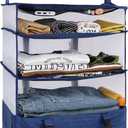 Surblue Hanging Closet Storage Bag Collapsible 3-Shelf Washable Oxford Fabric with 2 Hooks (XL 17.71 * 11.81 * 20in, Blue)
