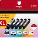 270XL 271XL Compatible for Canon 270 271 Ink Cartridges PGI-270XL CLI-271XL Work with Canon MG6820 MG6821 TS6020 TS9020 MG7720 MG5720 MG5721 MG5722 (5 Combo Pack)