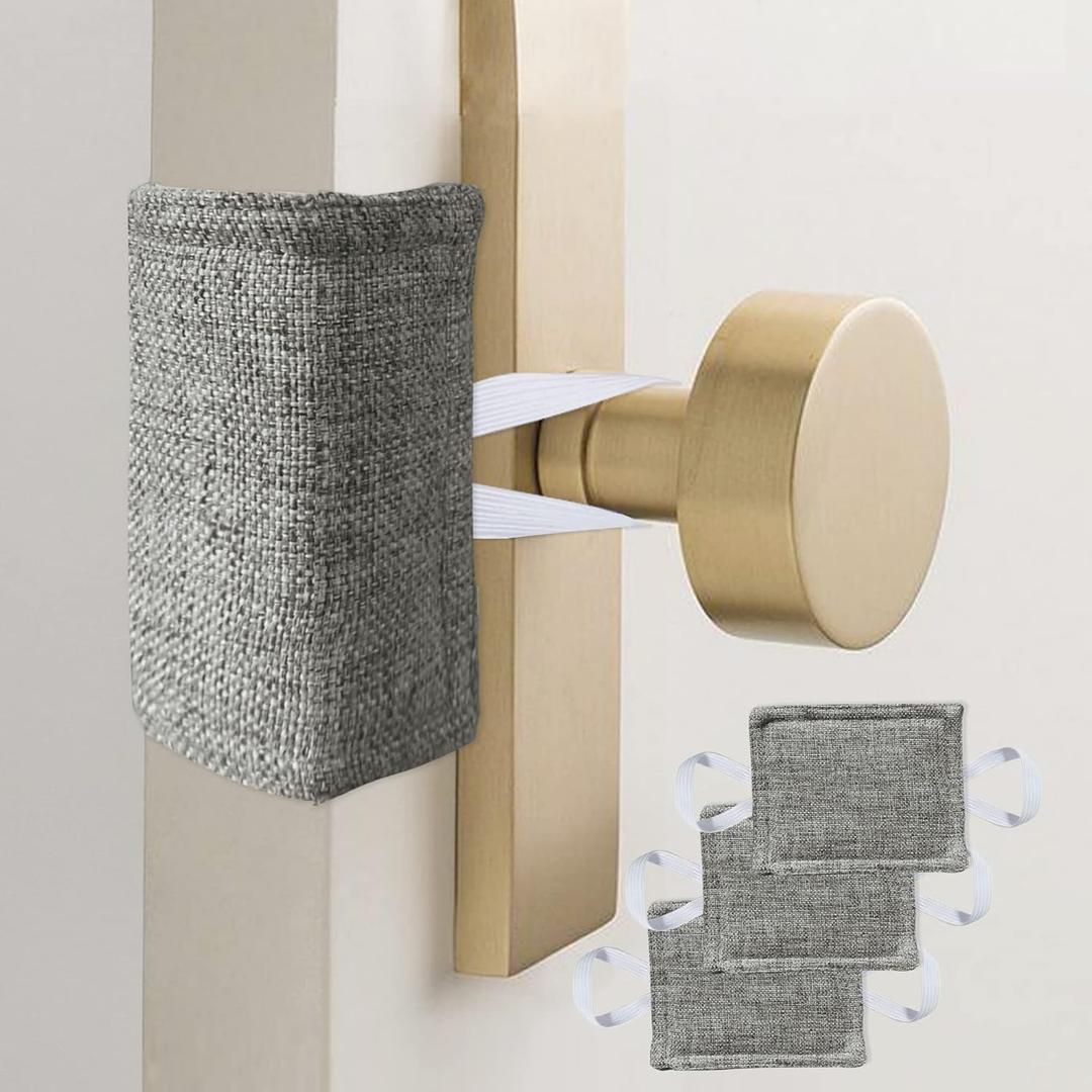Door Silencer Door Latch Covers Padded Cushion Quiet Closer Door Lock Cover for Baby Newborn Nursery/Light Sleeper Noise Reduce - 4 x 3 Inches, Dark Grey, 3 Pieces