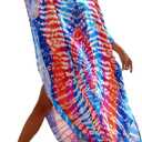 Women Colorful Geometric Beach Cover Up Loose Kaftan Dress Casual Beach Maxi Dress