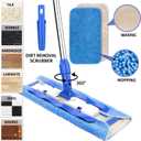 MR.SIGA Professional Microfiber Mop for Hardwood, Laminate, Tile Floor Cleaning, Stainless Steel Telescopic Handle - 3 Reusable Flat Mop Refills and 1 Dirt Removal Scrubber Included