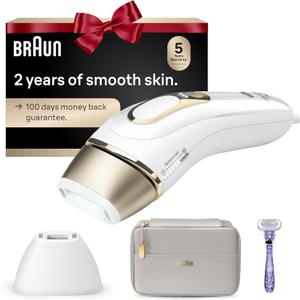 Braun IPL, SilkExpert Pro 5, IPL Hair Removal for Women and Men, Permanent Laser Hair Reduction At-Home, 2 Heads, Pouch, Venus Razor, IPL5157