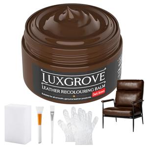LUXGROVE® Dark Brown Leather Recoloring Balm, Leather Repair kit for Vinyl Furniture, Leathers Dye Paint for Faded & Scratched Leathers Couches, Car Seats, Shoes, Bag, Chair (50ml)