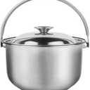 Cabilock 2.2L Stainless Steel Soup Pot with Lid and Handle Multipurpose Stockpot for Stewing Boiling Compatible with Gas and Induction Stoves 8.27 Inch (19.5X19.5X21CM, Silver)