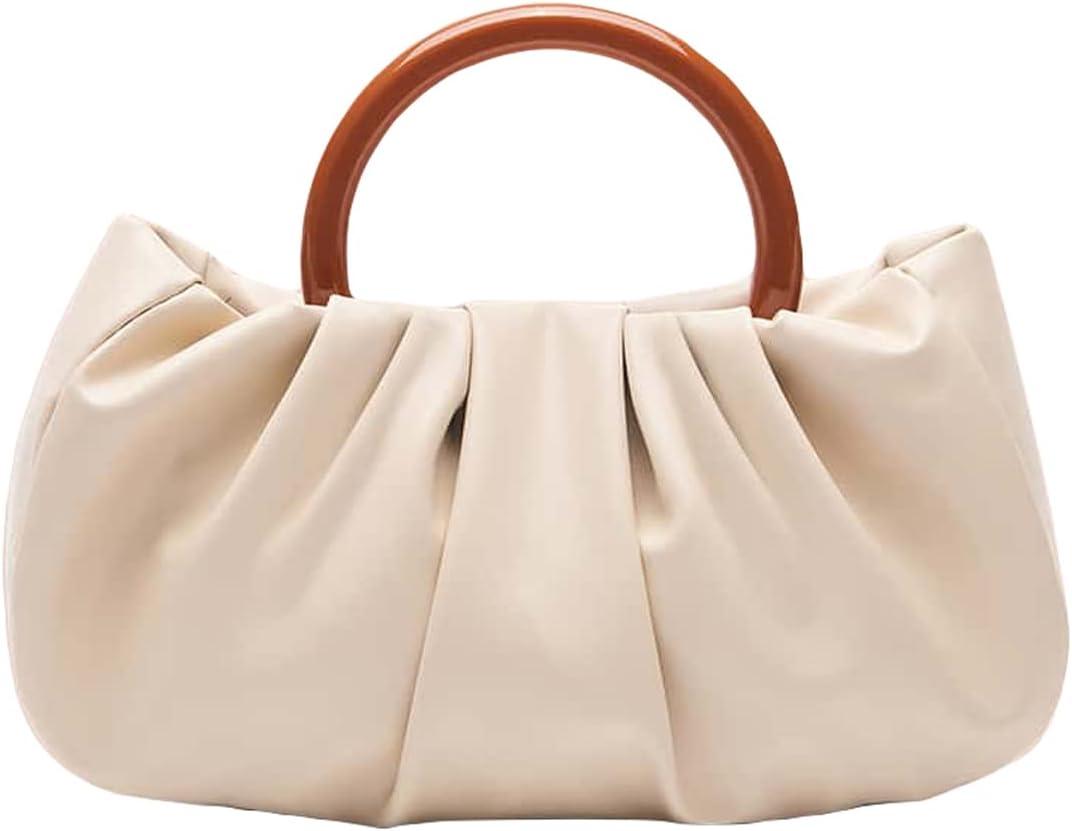 Verdusa Women's Ruched Small Handbag Clutch Purse Dumpling Pouch Bag (One Size, Beige)