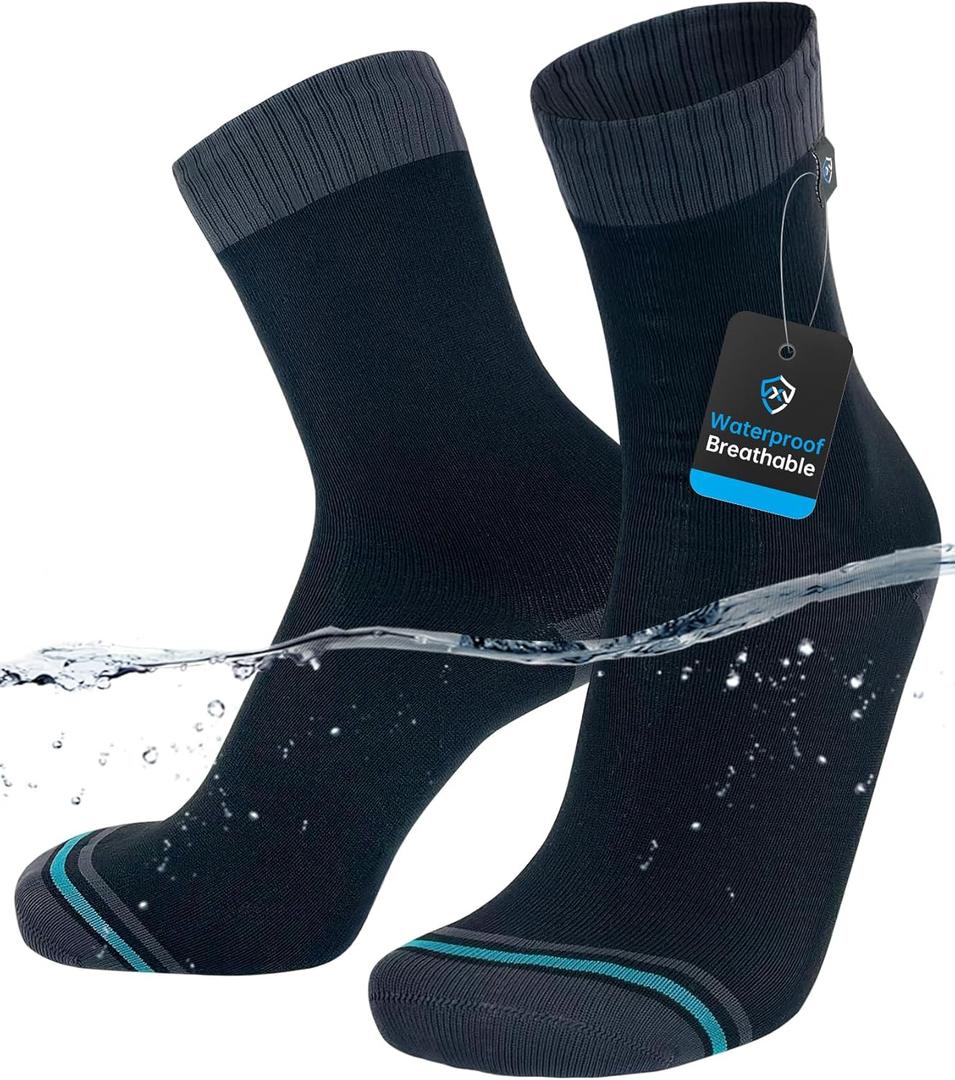 DexShell Waterproof Everyday Socks for Men &Women, Breathable Quarter Crew Socks for Walking, Commuting & All-Weather Comfort (Black, M)