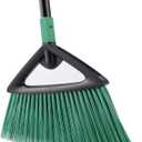 Eyliden Broom, Angle Broom with 57" Long Handle, PET Bristles - Fit Heavy-Duty Cleaning, Also Works Well Fine Dust - Commercial Outdoor Indoor Sweeper for Courtyard Sidewalk Deck Kitchen Lobby, Green
