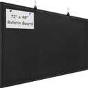 Large Bulletin Board - 72 x 48 Inches, Large Felt Board Decorative Pin Board for Wall, Foldable Photo Board, Lightweight Durable Pin Board for Home, Office, School, Classroom, Kitchen (Black)