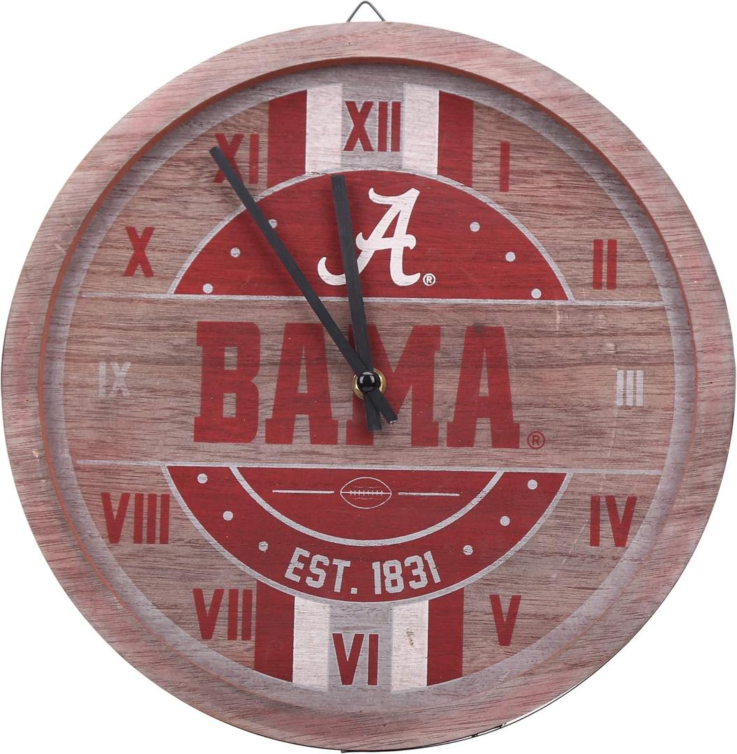 FOCO NCAA Wooden Barrel Wall Clock