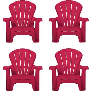 Little Tikes Kids Garden Chair 4 Pack in Red, Outdoor Toddler Activity Adirondack Chairs for Picnic, Garden, Patio, Backyard & Beach, Outdoor Chair Set