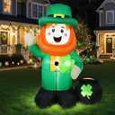 LETIME 5FT St. Patricks Day Inflatable Outdoor Decorations LED Lighted St. Patricks Day Blow up Inflatable Leprechaun Raising a Hand in Greeting for Irish Day Yard Garden Lawn Decor