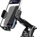 VEDA Car Phone Holder Mount, Cell Phone Holder for Dashboard Windshield, Suction Cup Hands-Free Car Phone Stand, Compatible with iPhone, Samsung and Android Smartphone (Black)