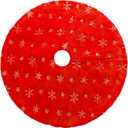 Plush Christmas Tree Skirts, 36 inches Luxury Red Faux Fur Xmas Tree Base Cover Mat with Gold Snowflakes for Xmas New Year Home Party Decorations (Red Gold, 36 inches)
