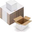 PETAFLOP 6x4x4 Shipping Boxes 50 Pack, White Cardboard Boxes Kraft Corrugated Mailer Boxes for Small Business