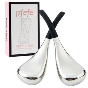 pfefe Ice Globes Facial Skin Care Tools for Women Face Eyes, Stainless Steel Face Beauty Cryo Sticks for Girls Ladies, Esthetician Supplies Cooling Spa Globes Cold Roller with Storage Case (Black)