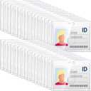 Geyoga 60 Pcs Acrylic ID Badge Holder Clear Plastic Card Holder Heavy Duty Horizontal Badge Holders 2.3 x 3.9 Inches Transparent Card Protector Cover for Office Hospital Products Employees Name Tags