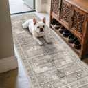 RUUGME Washable 2x6 Runner Rugs - Large Boho Rugs for Living Room Stain Resistant Carpet Vintage Tribal Rugs for Bedroom Kitchen Bathroom Non Slip Backing Home Decor Floor Decoration Mat 2X6 Beige