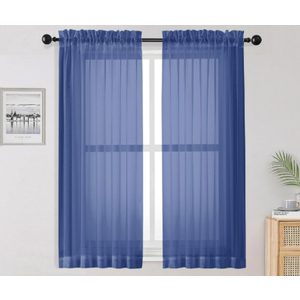 OWENIE Sheer Curtains 63 Inch Length 2 Panels Set, Light Weight Soft Solid Fimly Sheer Curtains for Bedroom Living Room, Light Filtering Airy Voile Sheer Curtain, Royal Blue, 42Wx63L Inch