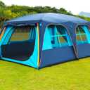 KTT Extra Large Tent 10-12-14 Person(B),Family Cabin Tents,2 Rooms,3 Doors and 3 Windows with Mesh,Straight Wall,Waterproof,Double Layer,Big Tent for Outdoor,Picnic,Camping,Family Gathering