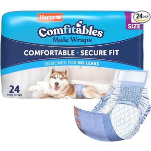 Hartz Comfitables Disposable Male Dog Wraps with Stretchy Waistband, Large 24 Count