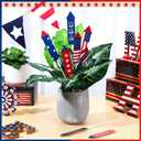 CroBlissful 8 Pcs 4th of July 250th Garden Stake Metal USA Flag Yard Sign Patriotic Decor for Independence Day Memorial Day Metal Plant Stick Outdoor Lawn Garden Home Yard Decorations(Rockets)