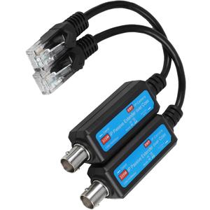 Passive IP Network Coaxial Transmitter IP Network Transmitter,1Pair 10/100Mbps 1CH Passive IP Network Coaxial Transmitter Receiver Extender Over Coax for NVR Surveillance