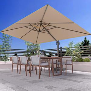 10' X 13' Outdoor Patio Umbrella Large Rectangle Cantilever Umbrella Heavy Duty 360Rotation Offset Umbrella for Garden Deck Pool Patio,Beige