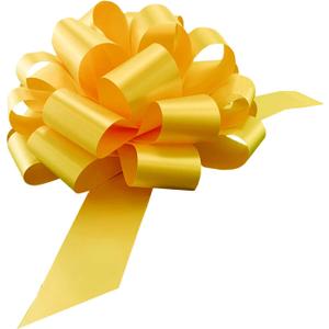 Large Yellow Ribbon Pull Bows - 9" Wide, Set of 6, Spring, Summer, Support Our Troops Ribbon, Gift Bows, Presents, Gift Basket, Fall, Thanksgiving, Christmas, Mardi Gras, Easter