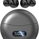 Open Ear Clip Headphones Wireless Earbuds Bluetooth 5.4 Sports Earphones Wireless Charging Case & LED Power Display Waterproof Fitness Headphones for Running (Black)