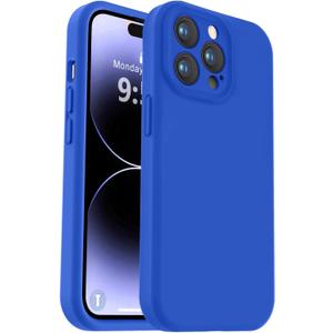 Vooii Compatible with iPhone 14 Pro Case, Liquid Silicone Upgrade [Camera Protection] [Soft Anti-Scratch Microfiber Lining] Shockproof Phone Case for iPhone 14 Pro 6.1 inch - Klein Blue