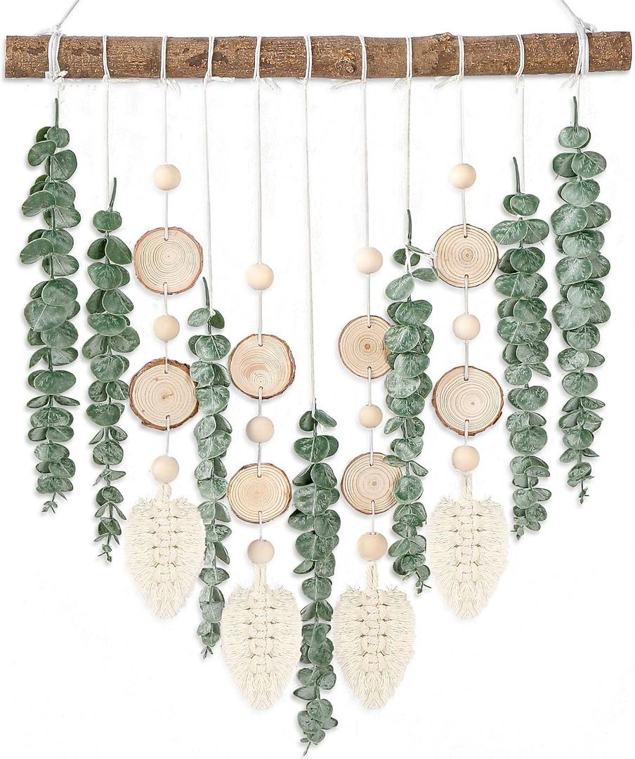 Sggvecsy 21 Eucalyptus Wall Hanging Decor Artificial Eucalyptus Plant Fake Greenery Leaves Boho Wall Decor with Wooden Stick for Bedroom Bathroom Kitchen Rustic Farmhouse Home Living Room Decoration