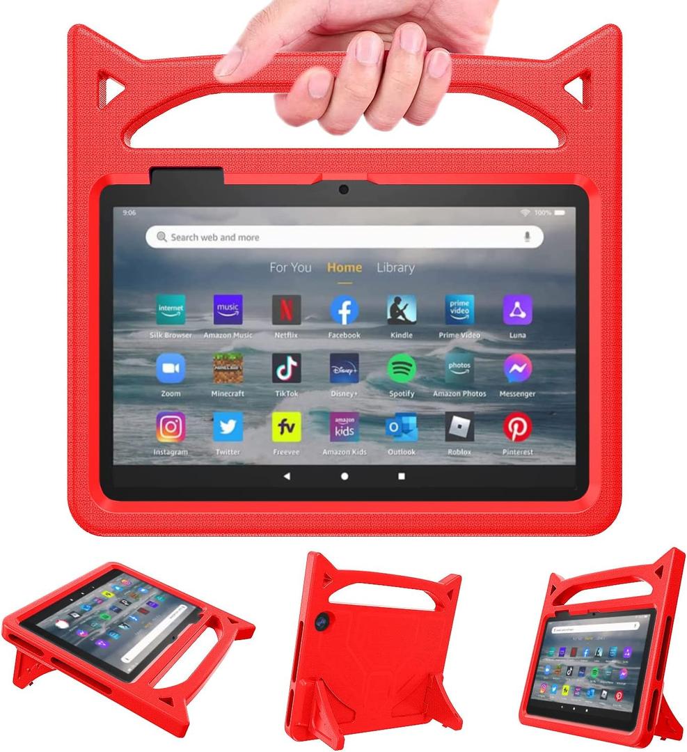 7inch Tablet Case for Kids, Lightweight Shockproof Kid-Proof Cover with Handle Stand for 7 inch Tablet Kids Case Incompatible iPad Samsung Lenove TCL Onn 7inch Tablet (Red)