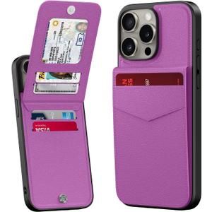 Bemal for iPhone 13 Pro Max Wallet Case, Built-in Card Holder, RFID Blocking, PU Leather Kickstand, Magnetic Closure, Durable Shockproof Phone Cover for Women and Men, Violet