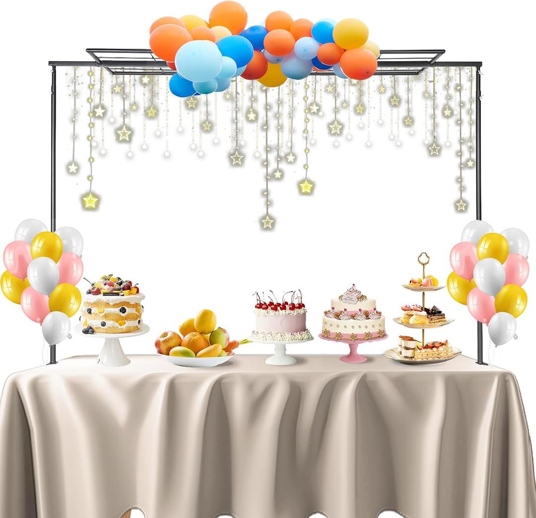 Hopesun Adjustable Over The Table Rod Stand, 50"-102" (4.1-8.5ft) Length, Metal Balloon Flower Arch Kit, Suitable For Multi Table Size, Birthday, Wedding, Halloween, Christmas Party Decoration, Black