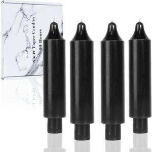 LPUSA Black Short Taper Candles 6 inch Candle Sticks Unscented Dinner Candle Dripless for Home Decor, Set of 4