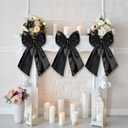 3 Pcs 2 FT Large Bow Decorations Big Satin Bows Hanging Wall Decors for Room Fireplace Coquette Birthday Backdrop Bridal Shower Wedding Bachelorette Christmas Party Supplies(Black)