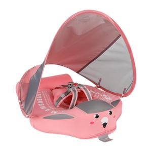 Mambobaby Float with Canopy Add Tail, Upgrade Baby Pool Float Avoid Flip Non-Inflatable Solid Skin-Friendly Infant Swim Trainer UPF 50+ Swimming Ring Floats for Toddlers