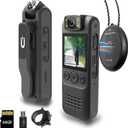 Body Camera with Audio and Video Recording, 1080P HD 64GB Storage, Magnetic Lanyard, 180 Rotating Lens, 1.4" Display Portable Wearable Cam for Law Enforcement, Outdoor Activities, Riding, Hiking