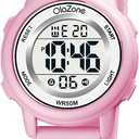 Kids Watch Girls Digital 7-Color Flashing Light Water Resistant 164FT Alarm for Age 7-12 (pink1)