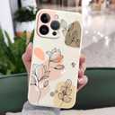 LEECG for iPhone 12 Pro Case, Astronaut Floral Butterfly Print Creative Design Phone Cover Anti Scratch Soft Microfiber Lining Liquid Silicone Case for iPhone 12 Pro-Morandi White
