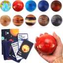 Mini Foam Plants Balls Toy, 10 PCS Solar System Stress Balls for Kids Adults, Squeeze Global for Stress Relief, Science Kit Gift for Early Learning, Classroom Prize for Boys Girls (with Flash Cards)