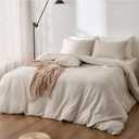 Gream Gray Twin Duvet Cover, 100% Sandwashed Cotton Soft Twin Size Duvet Cover Set 3 Pieces with Zipper Clousre & Corner Buttons (Cream Gray, Twin 69 x 90)