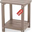Adirondack Square Outdoor Side Table,2-Tier Storage Patio Side Table, HDPE End Tables for Backyard Pool Porch Garden Lawn(Teak)