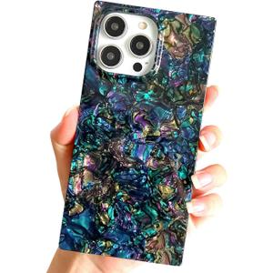 Comaptible with iPhone 15 Pro Case Rectangle Edge for Women,Sparkle Colorful Case Cute Protective Soft Slim Girly Case Cover Designed for iPhone 15 Pro - 6.1 inch (Black Shell)