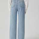 WDIRARA Girl's Figure Graphic Print High Waist Ripped Jeans Casual Button Denim Pants