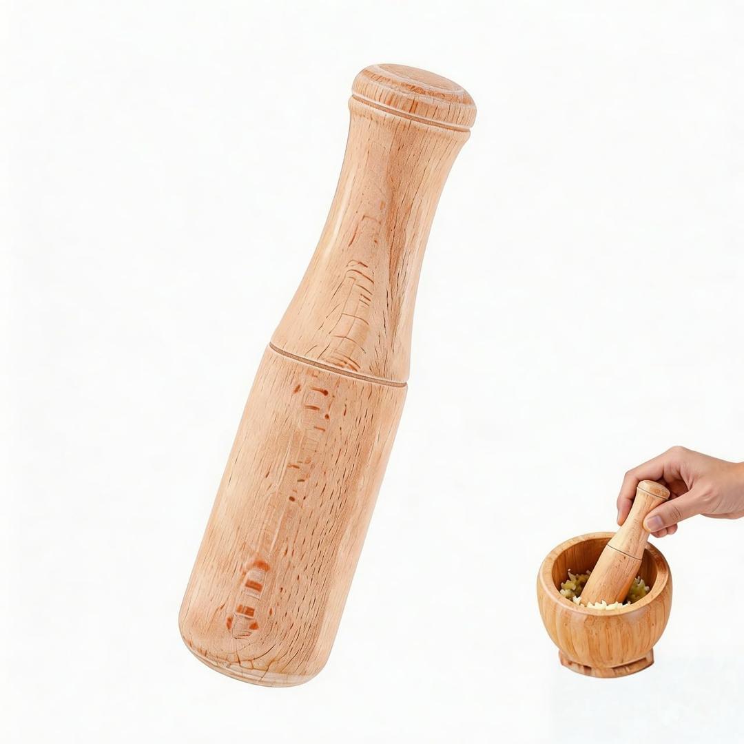 Wooden Pestle Food Grinding Stick Tool, Food Masher Handmade Wood Pestle, 6.8" Grinder Tool for Bartender and Home Use