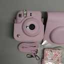 Fujifilm Instax Mini 12 Instant Camera + MiniMate Accessory Bundle & Compatible Custom Case + Fuji Instax Film Value Pack (50 Sheets) Flamingo Designer Photo Album (Blossom Pink)