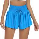 Blaosn Flowy Athletic Shorts for Women Workout Running Gym Yoga High Waist with Pockets Sweat Skorts Casual Summer Clothes (Large, Blue)